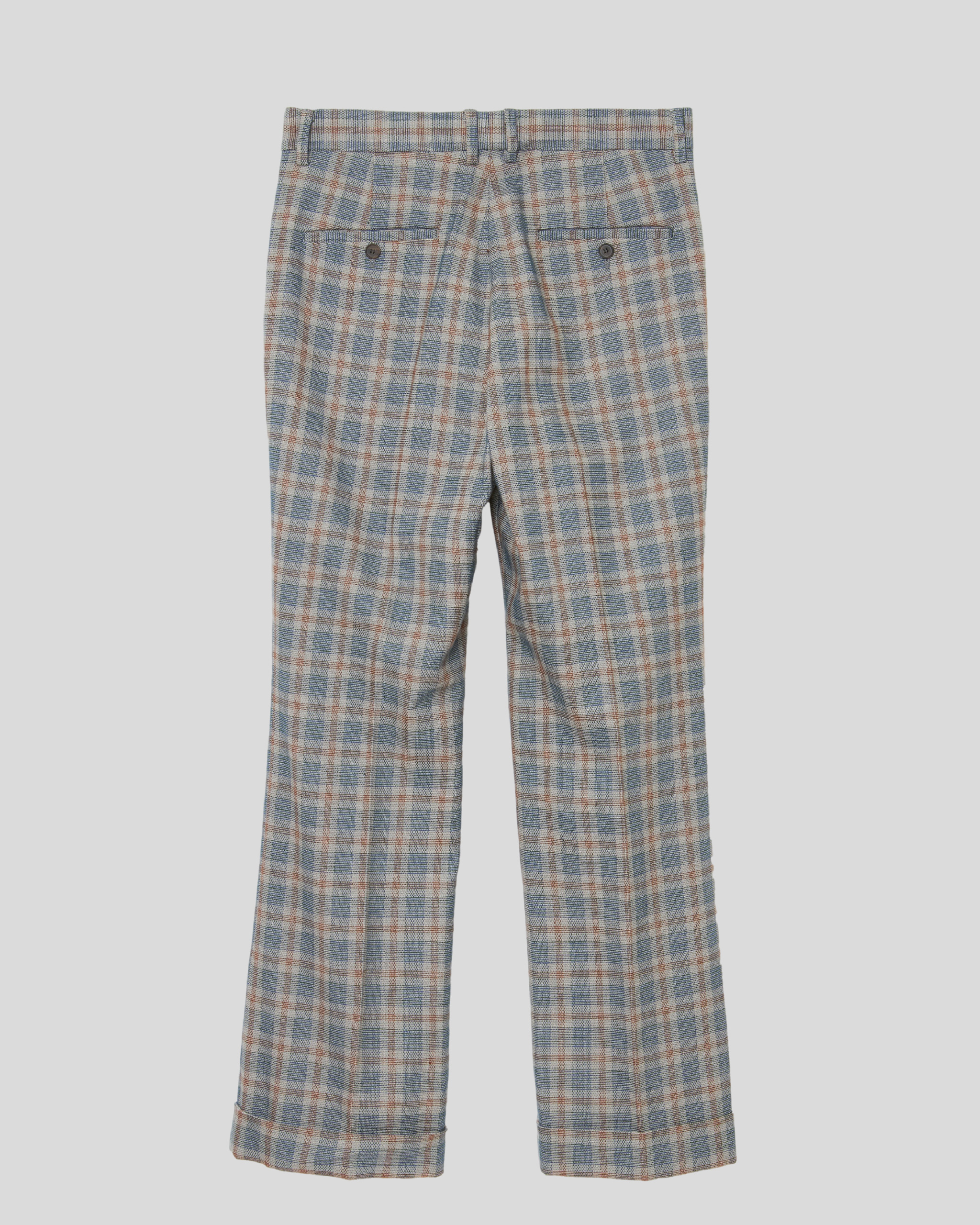 Multi Check Semi-flare Trousers — MATSUFUJI